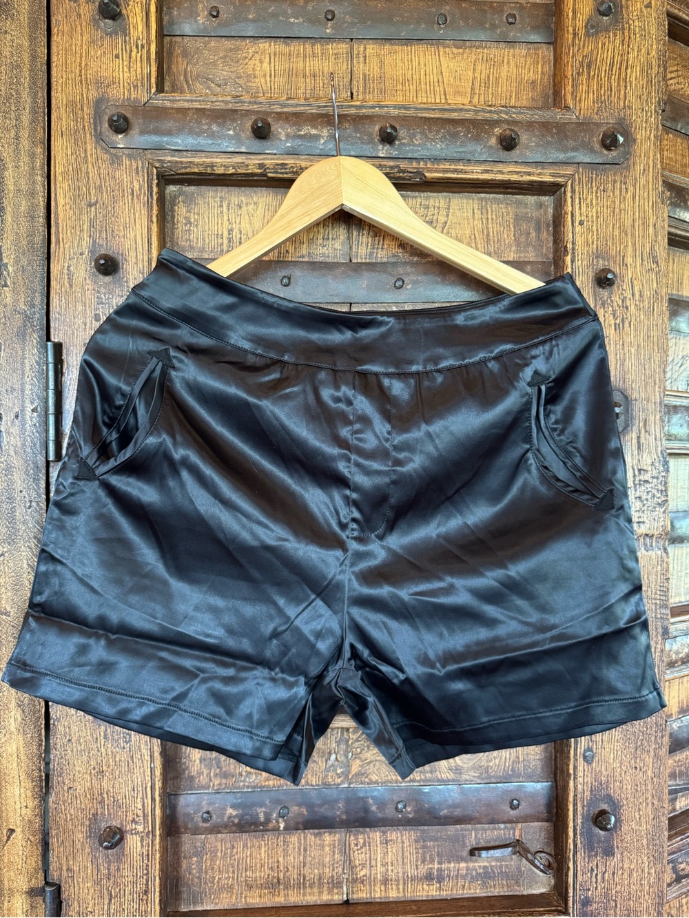 Western Black Satin Women’s Shorts